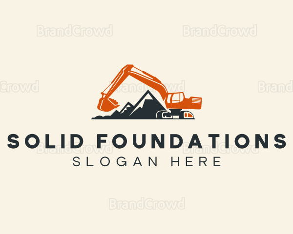 Mountain Construction Excavator Logo