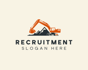 Heavy Equipment - Mountain Construction Excavator logo design