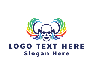 Lgbt - Tattoo Artist Skull Wing logo design