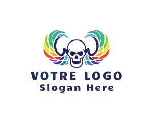 Skeleton - Tattoo Artist Skull Wing logo design