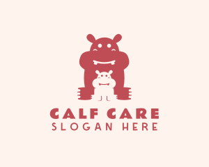 Calf - Wildlife Hippo Calf logo design