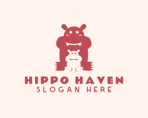 Hippo - Wildlife Hippo Calf logo design