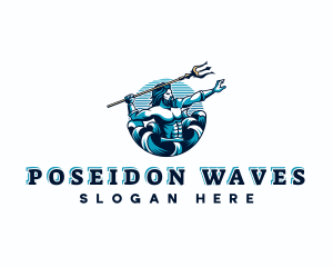 Sea Trident Poseidon  logo design