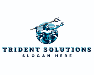 Trident - Sea Trident Poseidon logo design