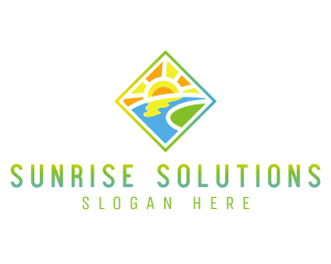 Sunny River Landscape logo design