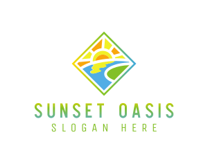 Sunny River Landscape logo design