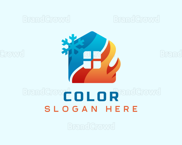 Heating Cooling House Logo