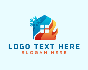 Fuel - Heating Cooling House logo design