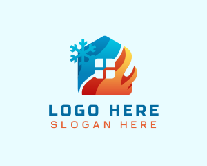 Repair - Heating Cooling House logo design