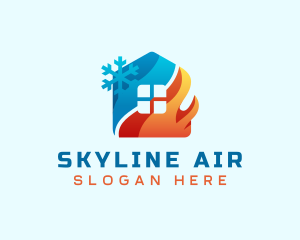 Thermostat - Heating Cooling House logo design