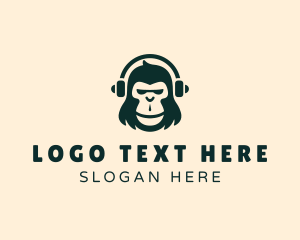 Animal - Chimp Headphone Audio logo design