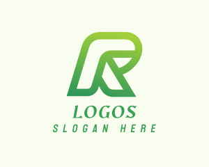 Green Modern Letter R  Logo