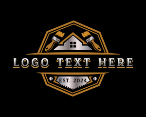 Roofing - Paint Brush Carpentry logo design