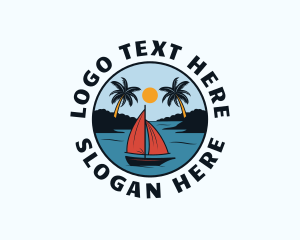 Travel Blogger - Boat Island Getaway logo design
