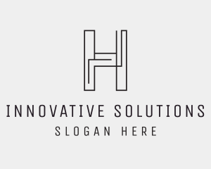 Geometric Monoline Letter H logo design