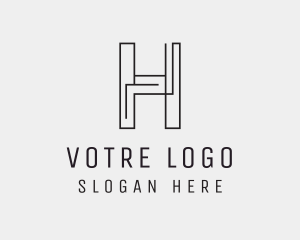 Geometric Monoline Letter H logo design