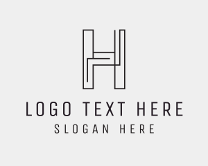 Geometric Monoline Letter H Logo