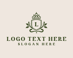 Shield - Foliage Shield Crown logo design