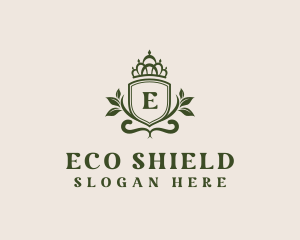 Foliage Shield Crown logo design