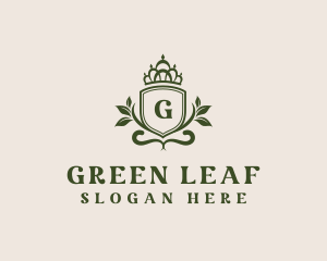 Foliage Shield Crown logo design