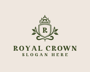 Foliage Shield Crown logo design