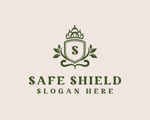 Foliage Shield Crown logo design