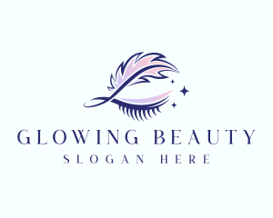 Aesthetician - Eyebrow Feather Lashes logo design