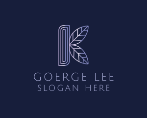 Vegan - Letter K Botanical Leaf Gradient logo design