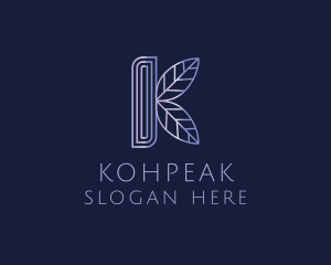 Letter K Botanical Leaf Gradient logo design