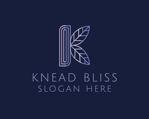 Letter K Botanical Leaf Gradient logo design