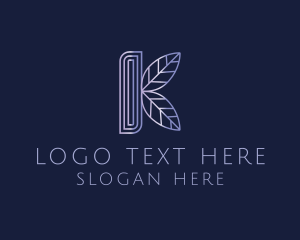 Lux - Letter K Botanical Leaf Gradient logo design