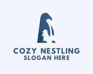 Nestling - Penguin Mother Baby logo design