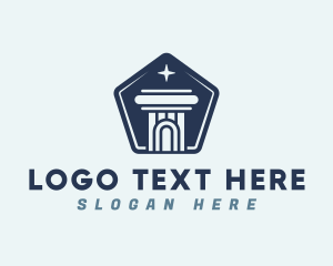 Legal - Pentagon Star Pillar Column logo design