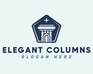 Pentagon Star Pillar Column logo design