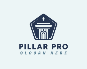 Pentagon Star Pillar Column logo design