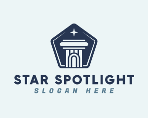 Pentagon Star Pillar Column logo design