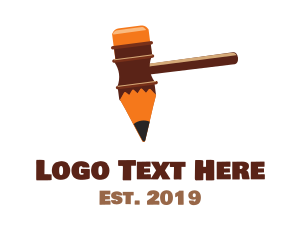 Pencil - Pen Hammer Gavel logo design