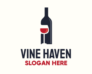 Wine Bottle Glass Liquor logo design