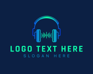 Vlogger - Wave Music Headset logo design