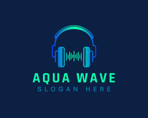 Wave Music Headset logo design