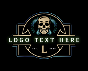 Luxury - Skull Python Snake logo design