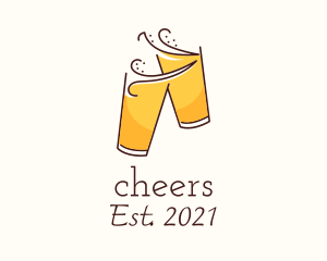 Beer Cheers Line Art  logo design