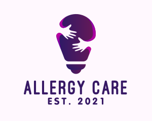 Purple Care Light Bulb logo design