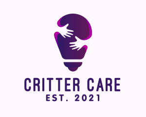 Purple Care Light Bulb logo design