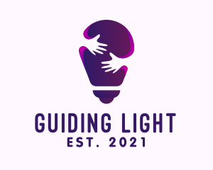 Purple Care Light Bulb logo design