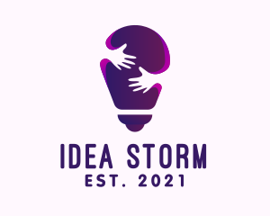 Purple Care Light Bulb logo design