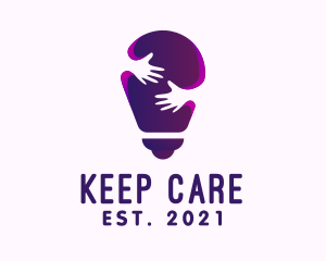 Purple Care Light Bulb logo design