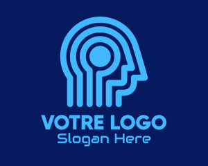 Psychology - Blue Digital Circuit Head logo design