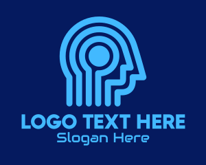 Psychology - Blue Digital Circuit Head logo design