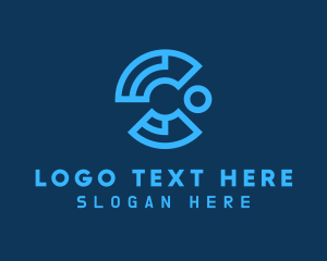 Blue Cyber Tech Letter C logo design